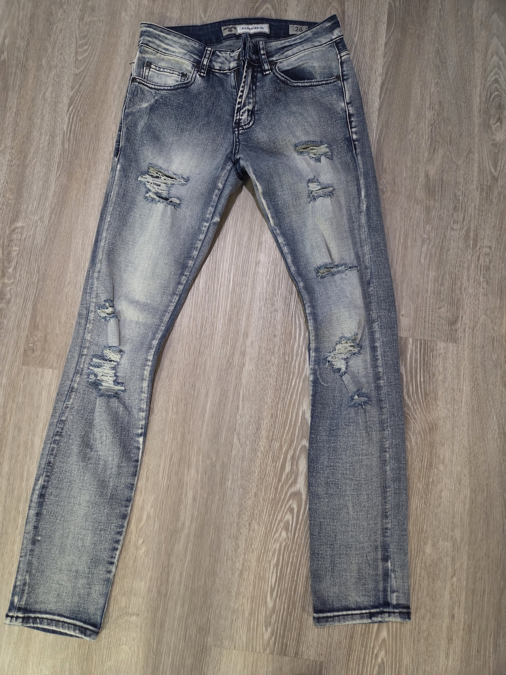 Wornstqr Rampager Distressed Light Blue Skinny Jeans
